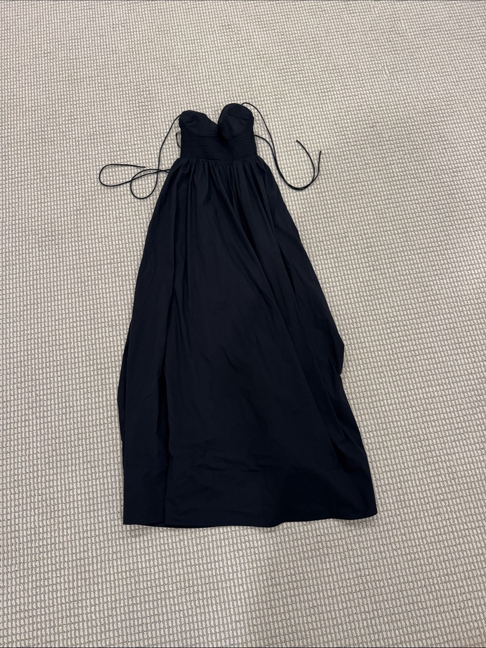 STAUD Black Strapless Maxi Camisole Dress with Tie Straps